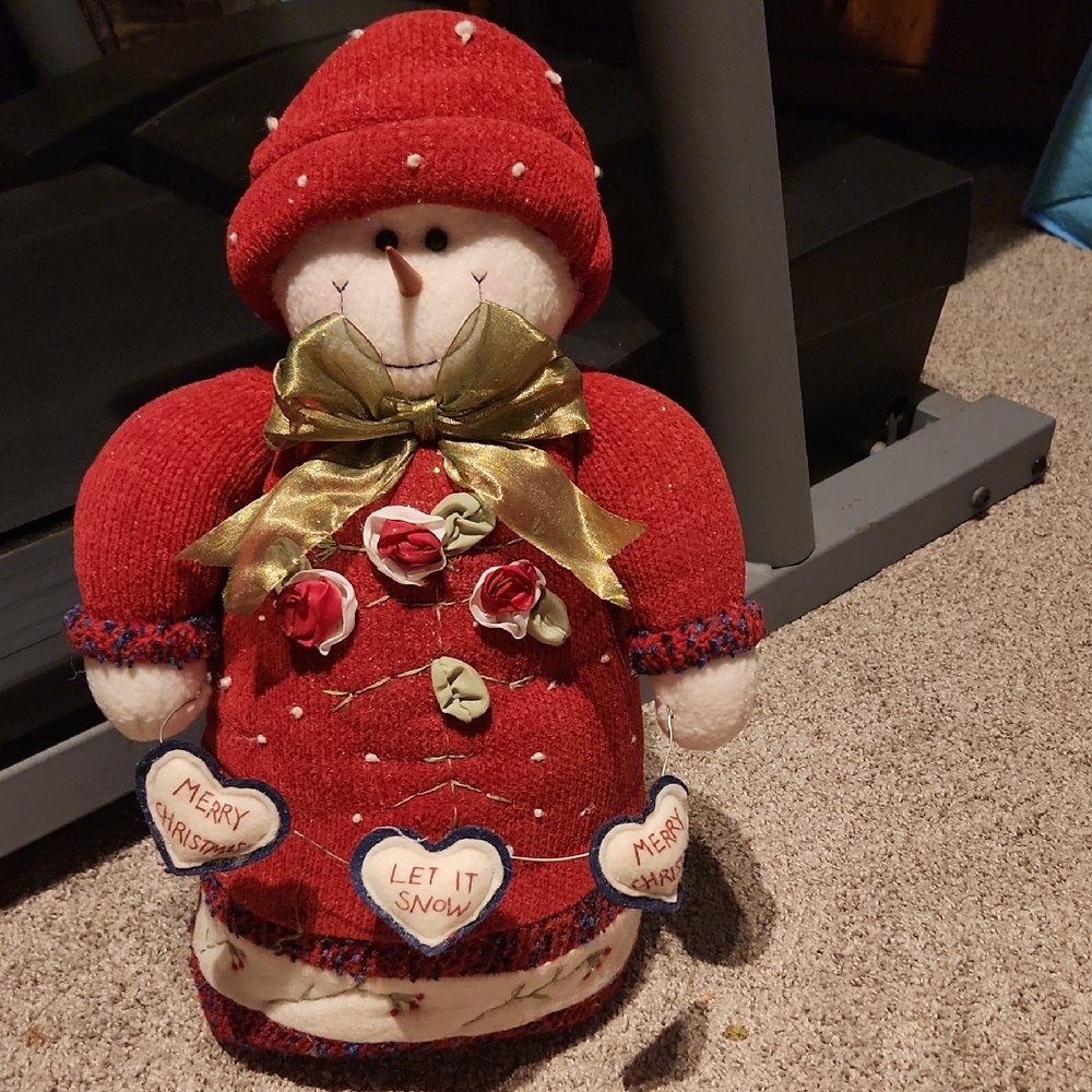 Kirklands Red and Gold Snowman Decor